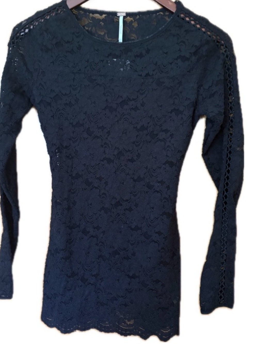 Free People NWT Black Floral Lace Long Sleeve Tunic Top (Small)- $98 retail